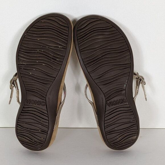 Vionic Ricci Gold Rhinestone Orthaheel Flip Flop Sandals Women's Size 5 - Picture 8 of 10